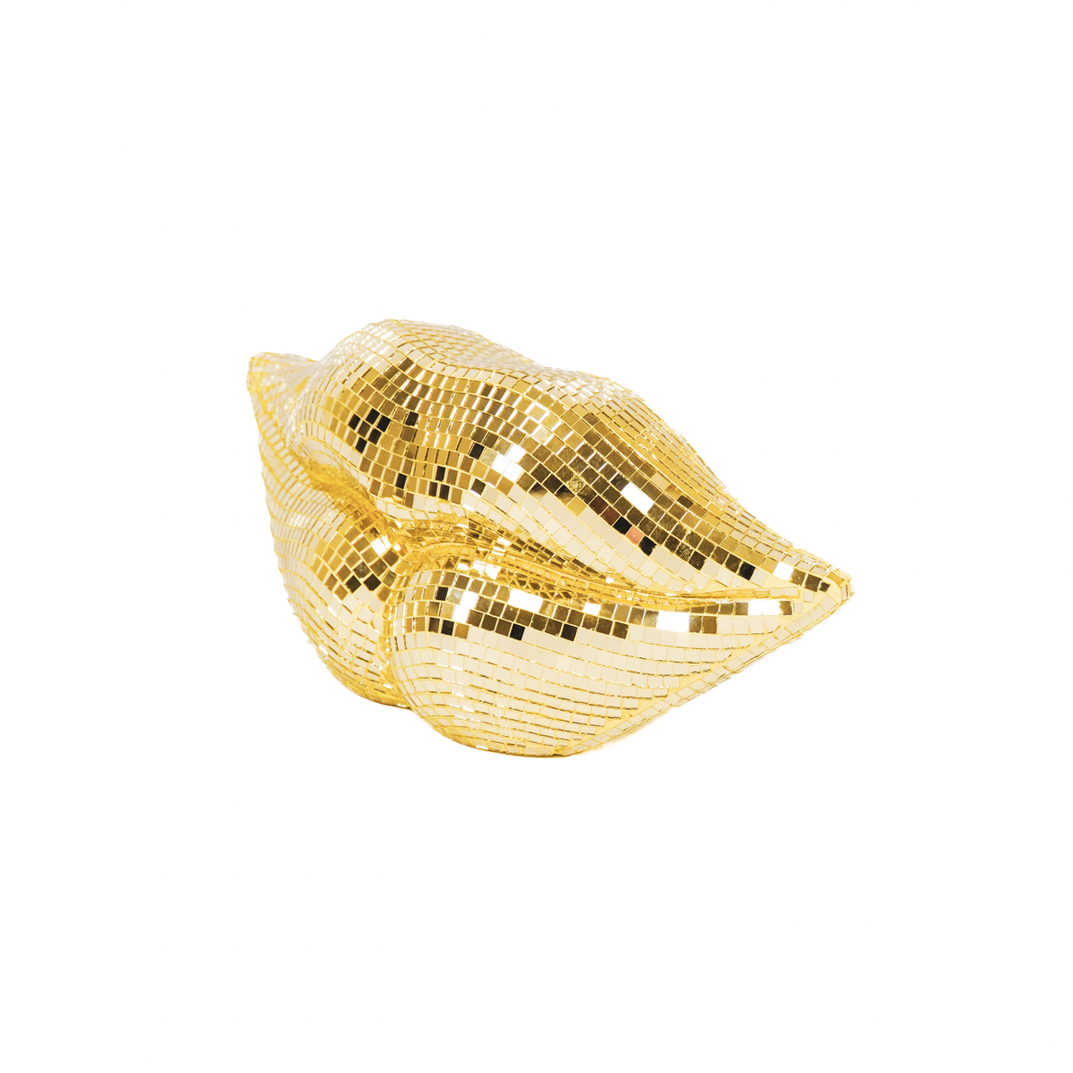 Ornament disco lippen glas goud 29x10x13,5 cm