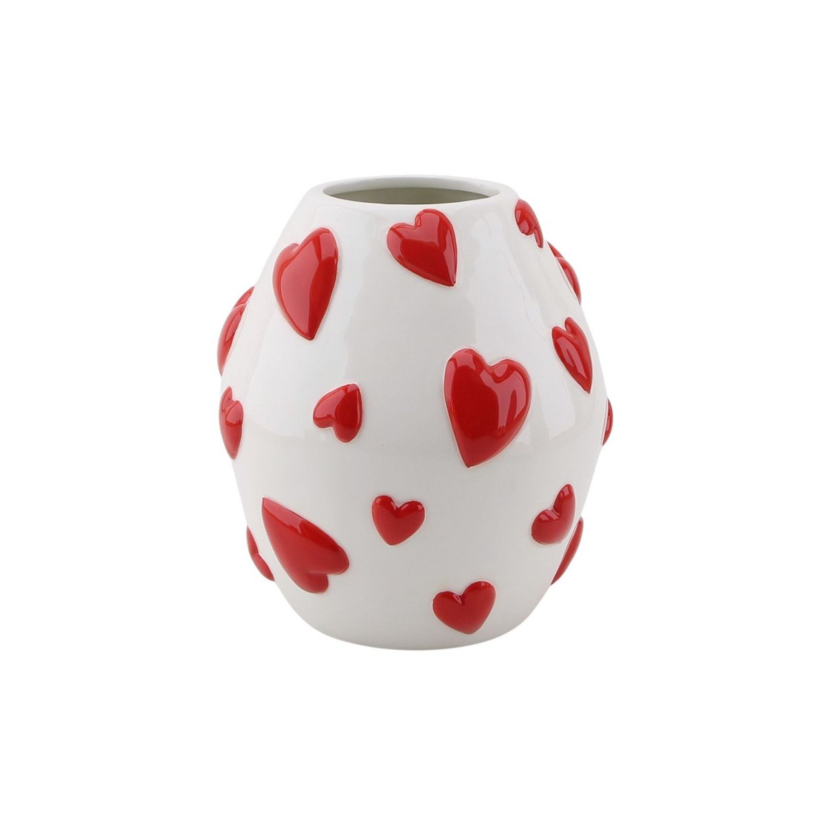 Bloemenvaas Harten Wit/Rood 16x16x17,5cm