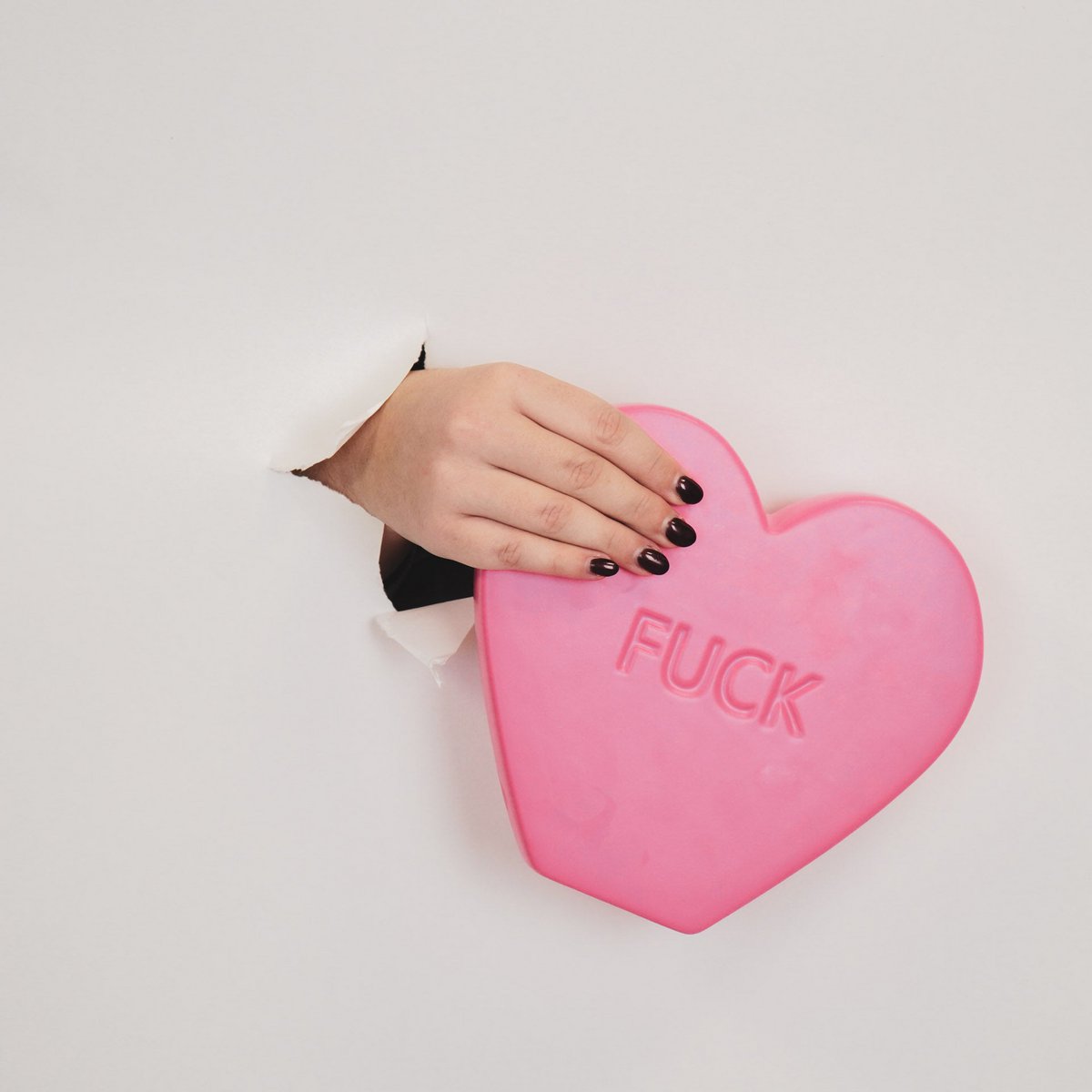 Ornament Candy Hart 'FUCK' Neon Roze 20x4x18,5cm