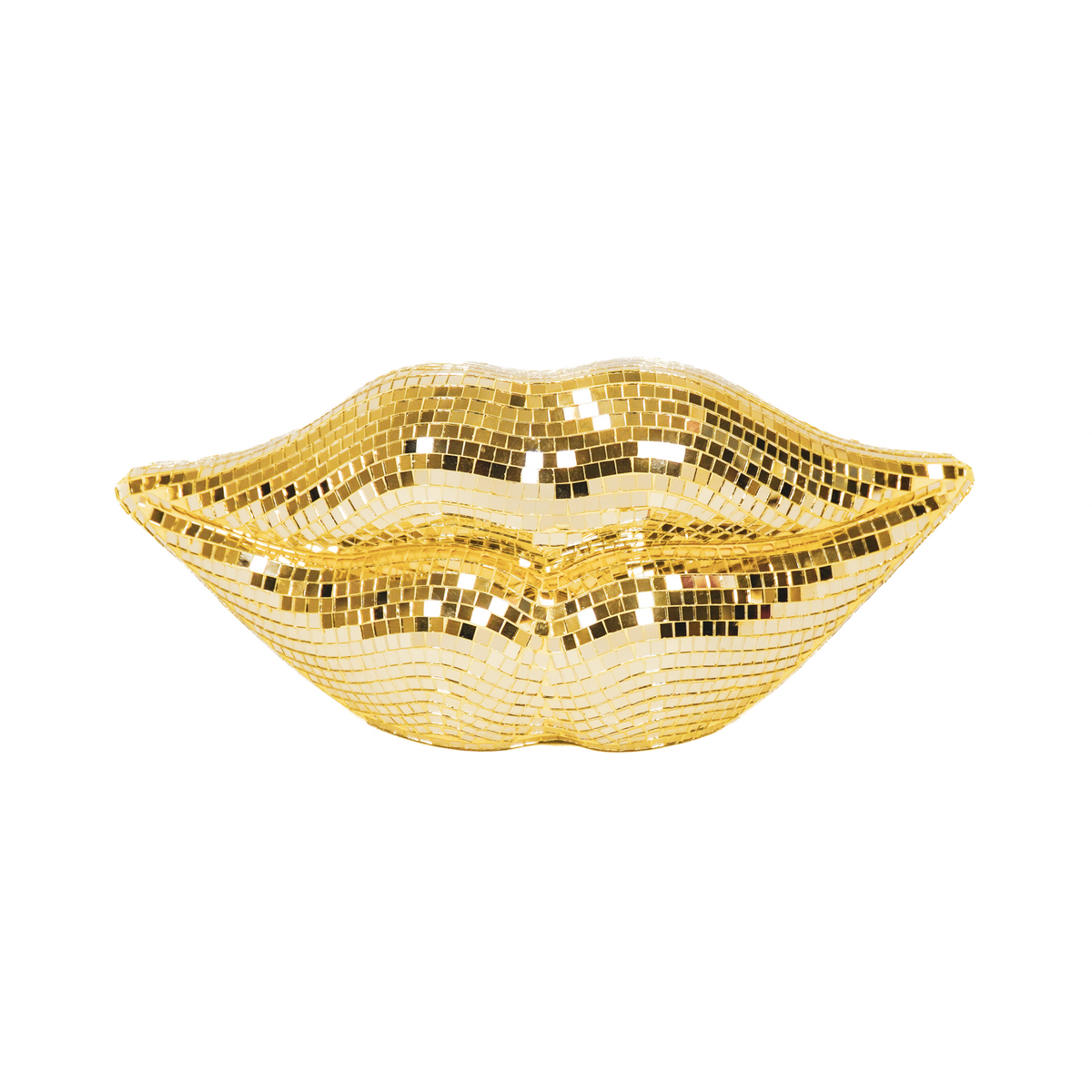Ornament disco lippen glas goud 29x10x13,5 cm