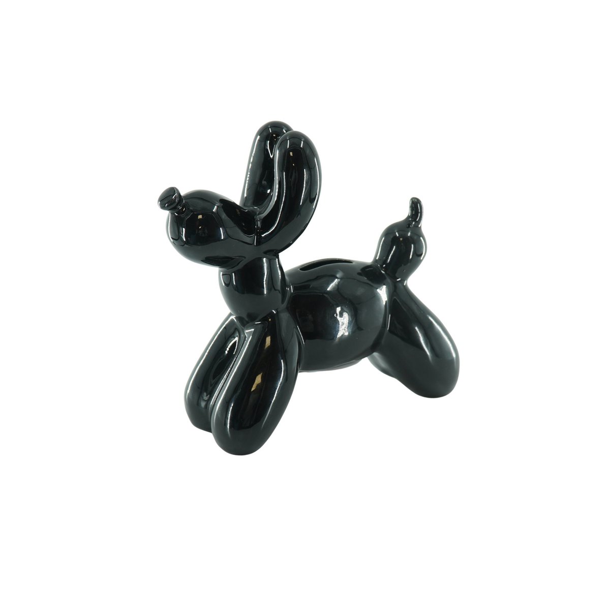 Ornament Spaarpot Ballon Hond Keramiek Zwart-17x7x17cm