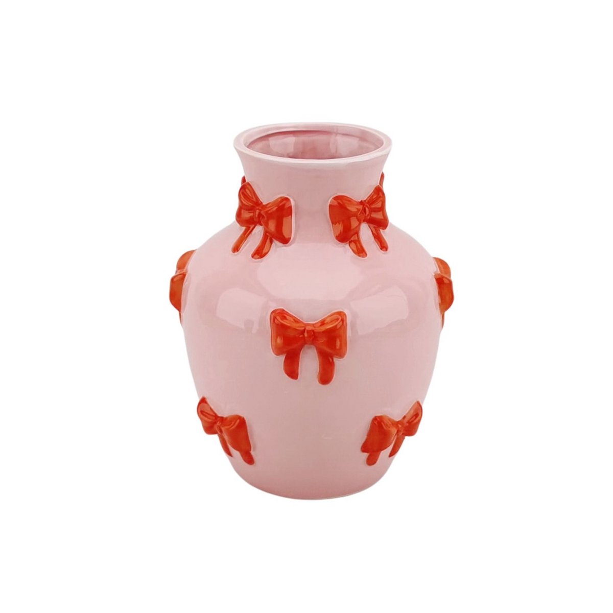 Vaas met Strikjes Roze/Oranje 14x14x19cm