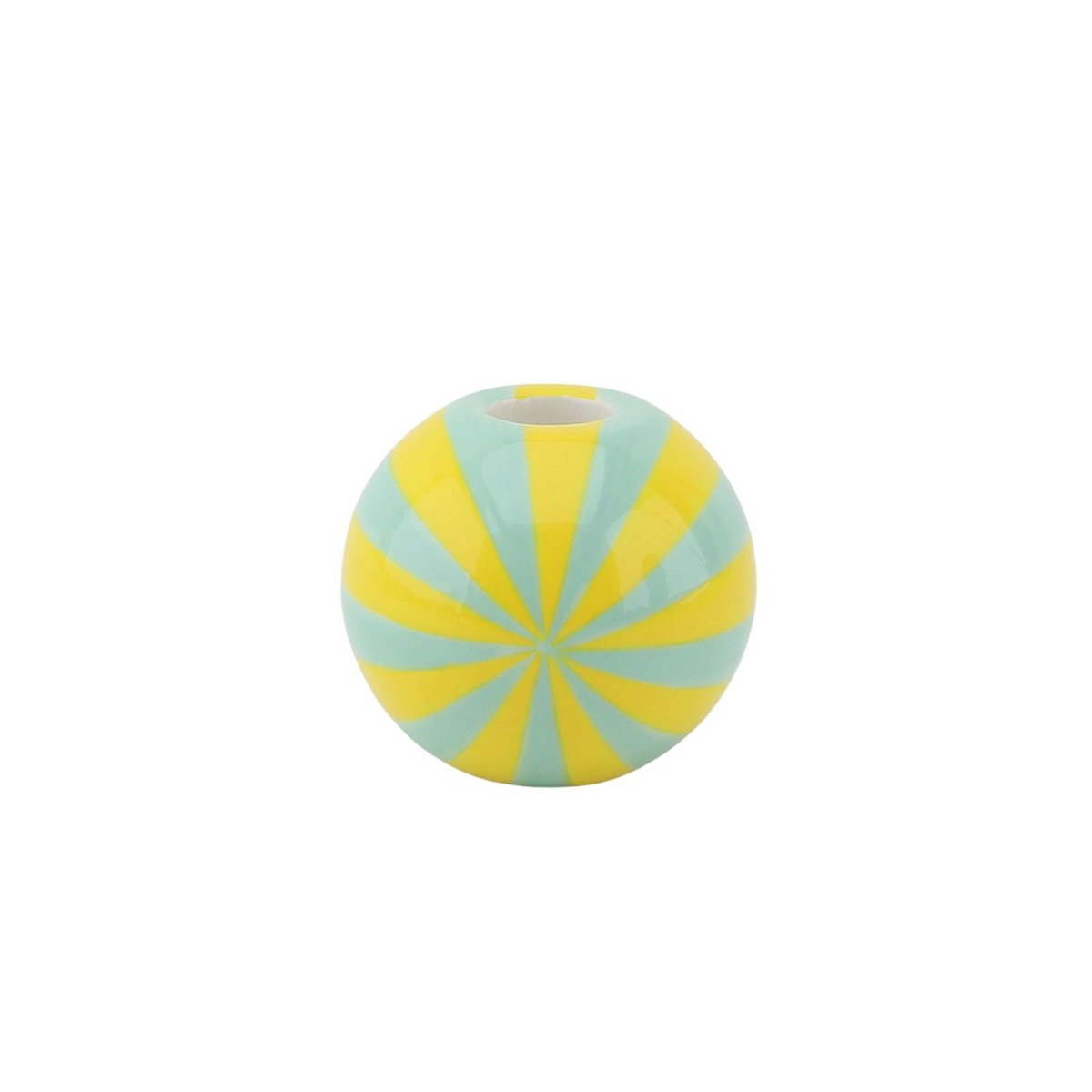 Kandelaar Swirl Geel/Mint 7x7x7cm
