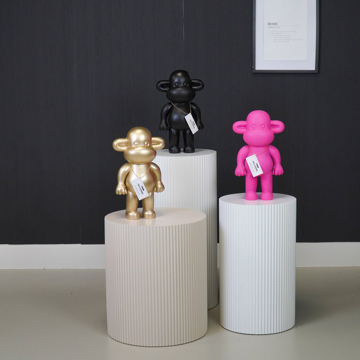 Ornament Aap 'de legende' polyresin zwart 20,5x13,5x35cm