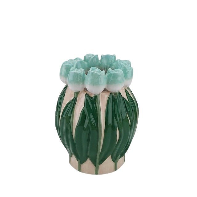 Vaas Tulpen Mint/ Groen14X14X18CM