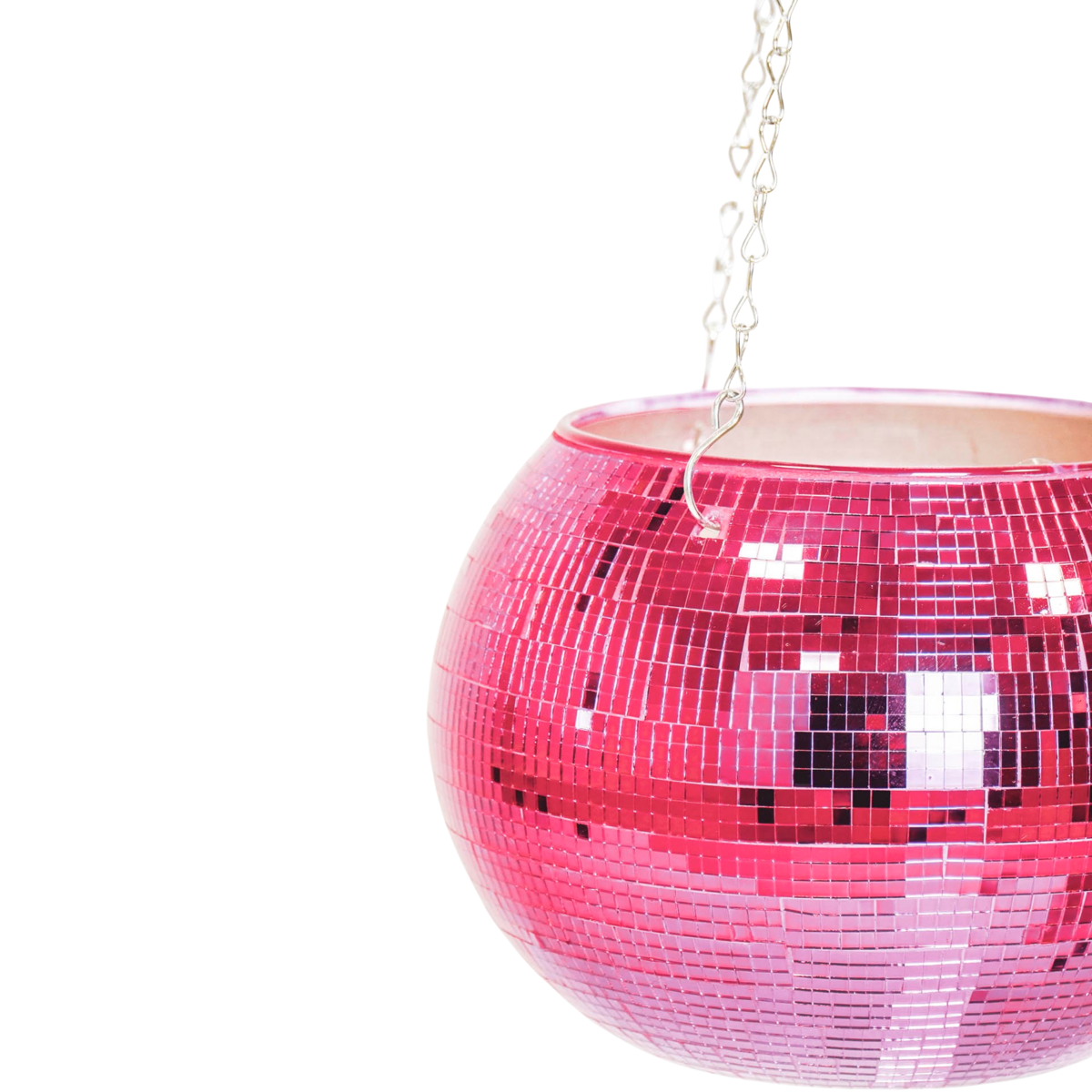 Hangende Plantenpot Disco Glas Roze 25x25x25cm