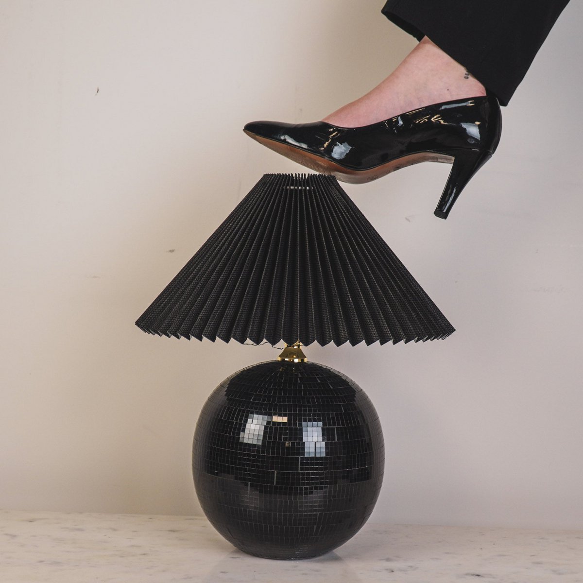 LAMP DISCO BALL GLAS Zwart 20x20x20cm