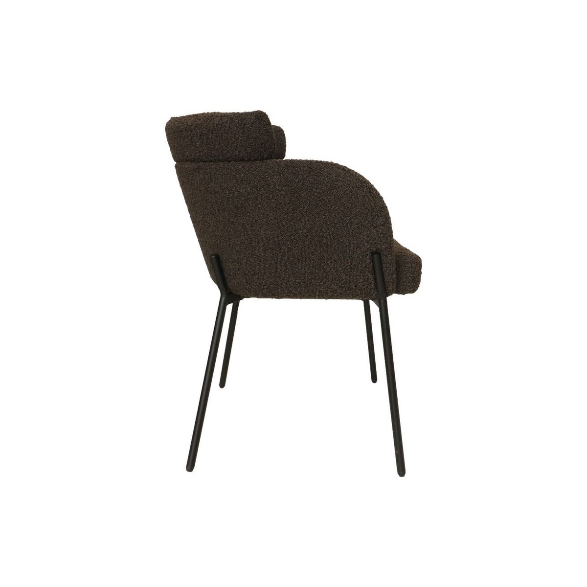 Eetkamerstoel Luca Set van 2 57x60x81 Espresso/Zwart Teddy/Bouclé/Metaal