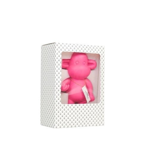 Ornament Aap 'de legende' polyresin roze 20,5x13,5x35cm