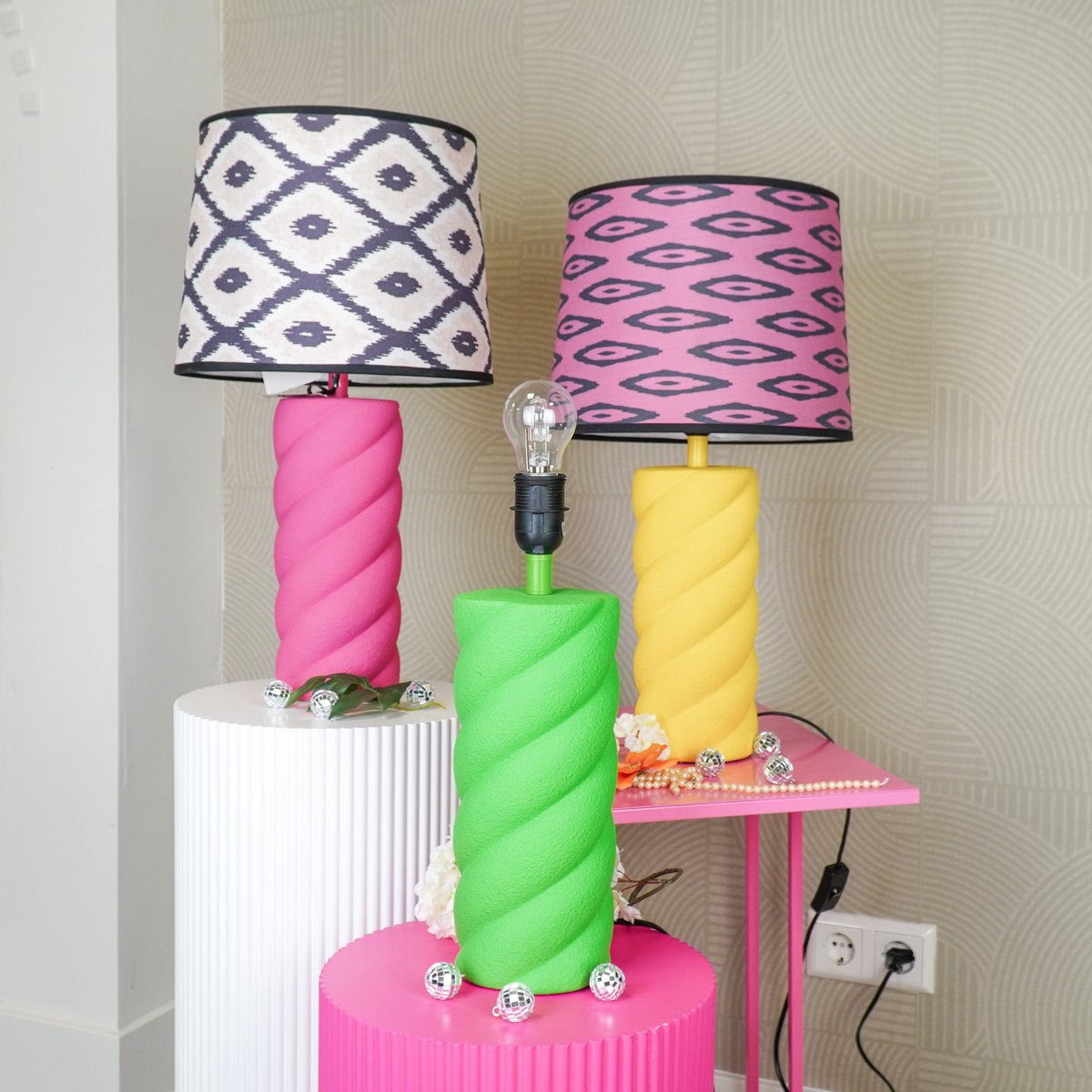 Tafellamp Keramiek Neon Groen E27 12x12x28cm