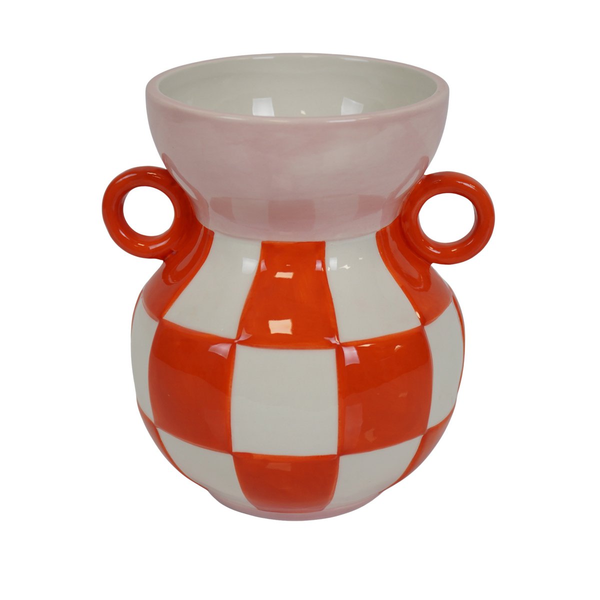 Vaas Kan Keramiek Oranje/Roze 14,5x14x17cm