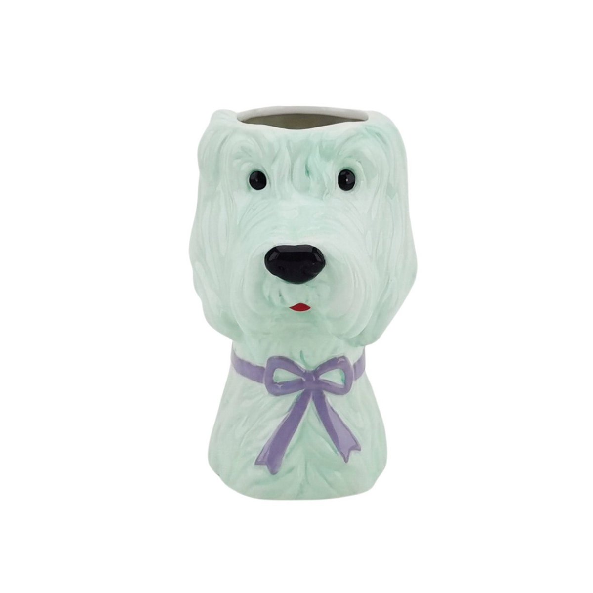 Vaas Hond Mint/ Lila 13x14x21cm