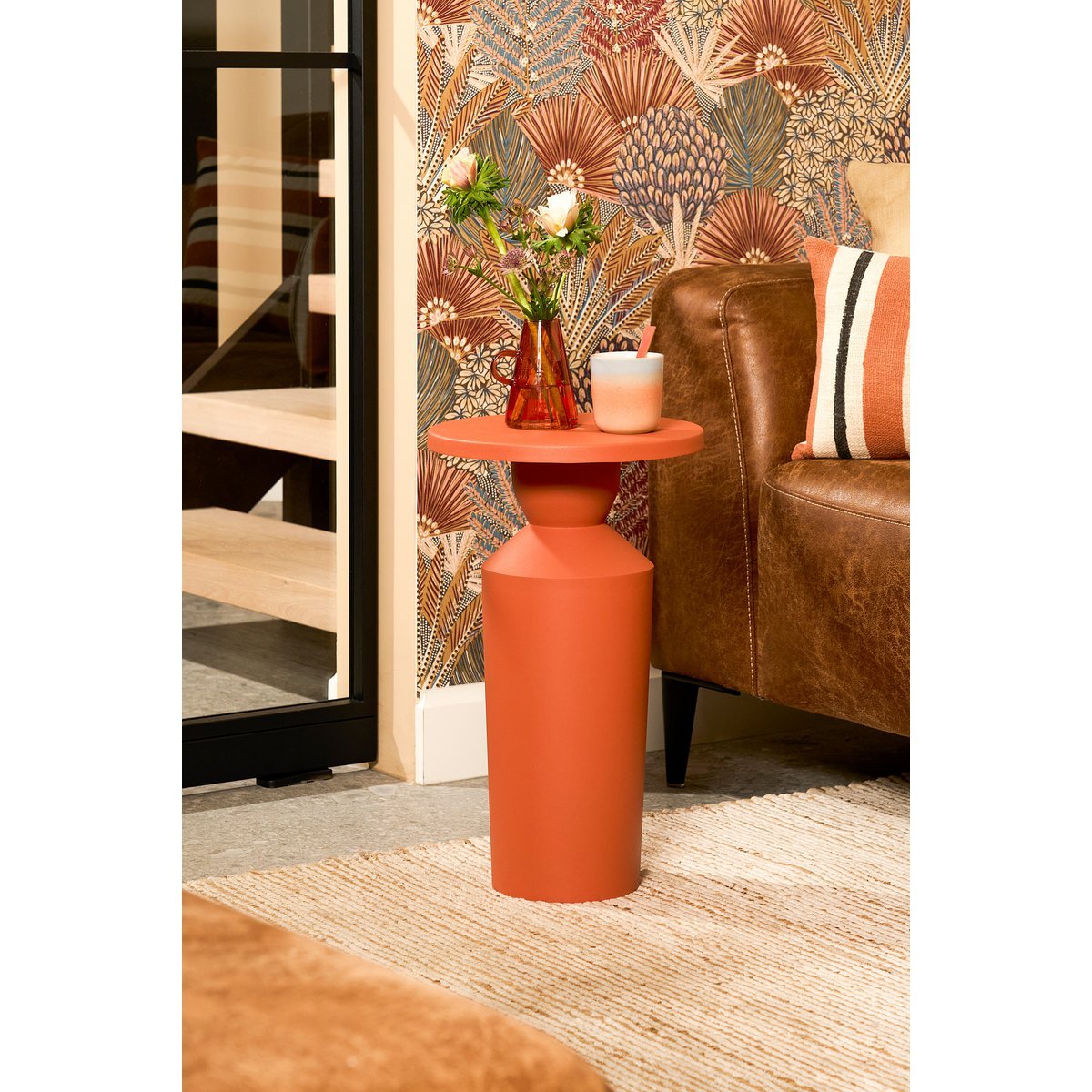 Feroza Bijzettafel H51 x Ø30 cm Metaal Oranje