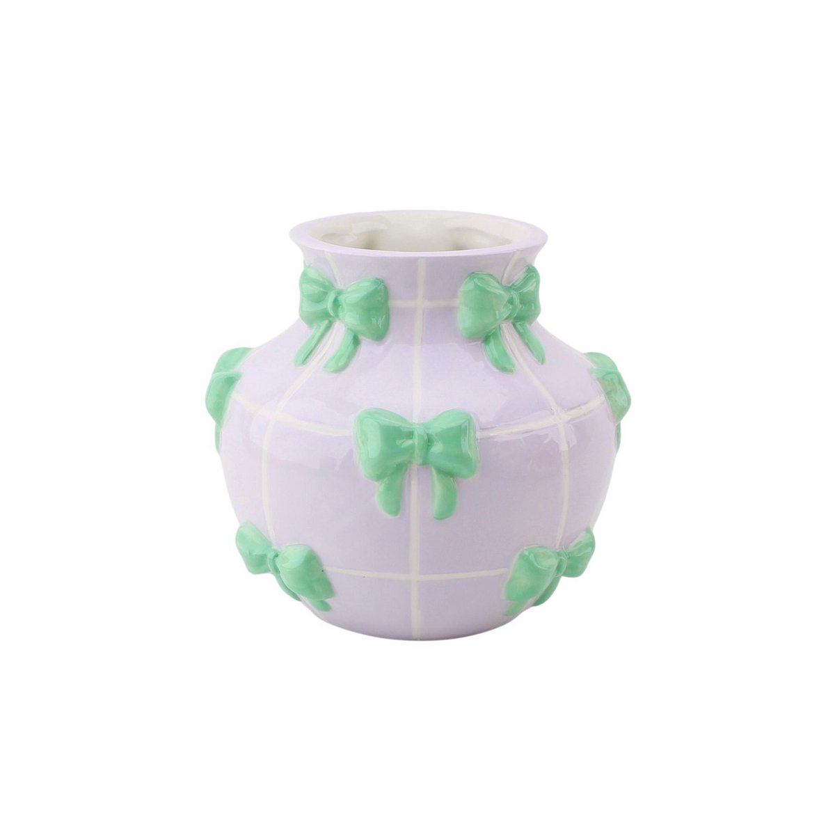 Bloemvaas Strikken Lila/Mint 14,5x14,5x13cm