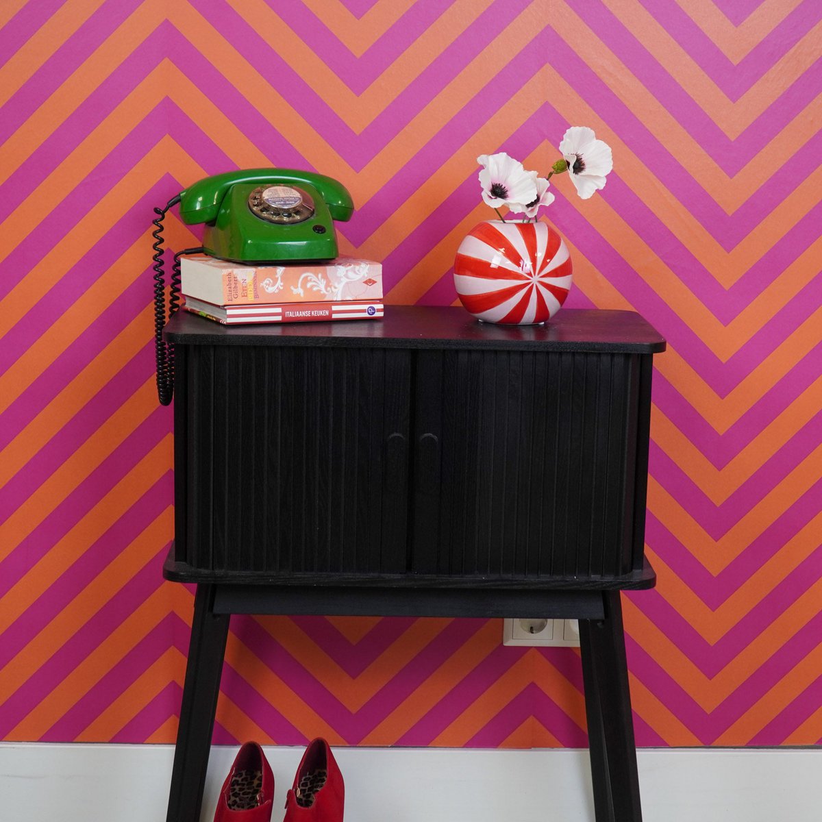 Vaas Swirl Rood/Roze 15x15x13,5 cm