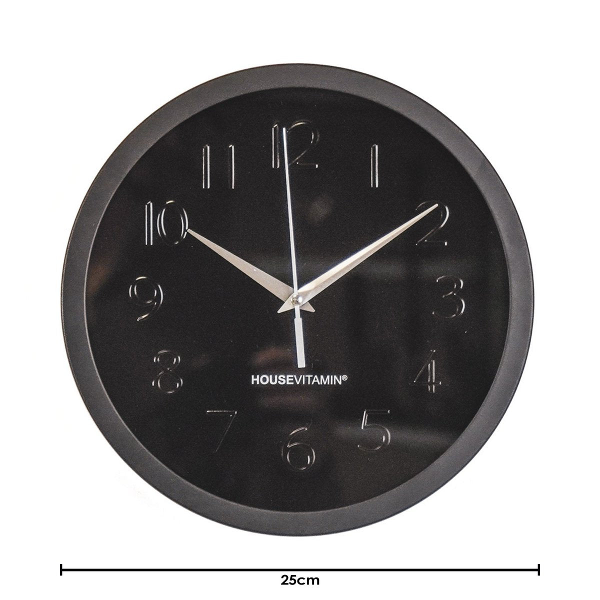Wandklok Metaal/Glas Zwart 25x4,2x25cm