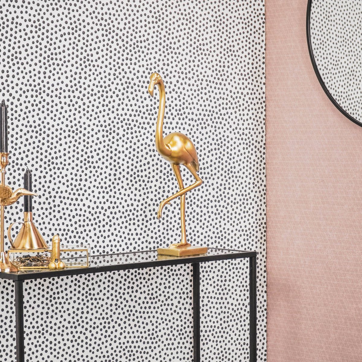 Ornament Flamingo Polyresin Goud 16,5x10x39cm