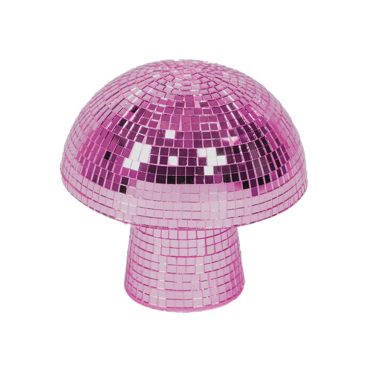 Ornament Disco Paddenstoel glas roze 14x14x14cm