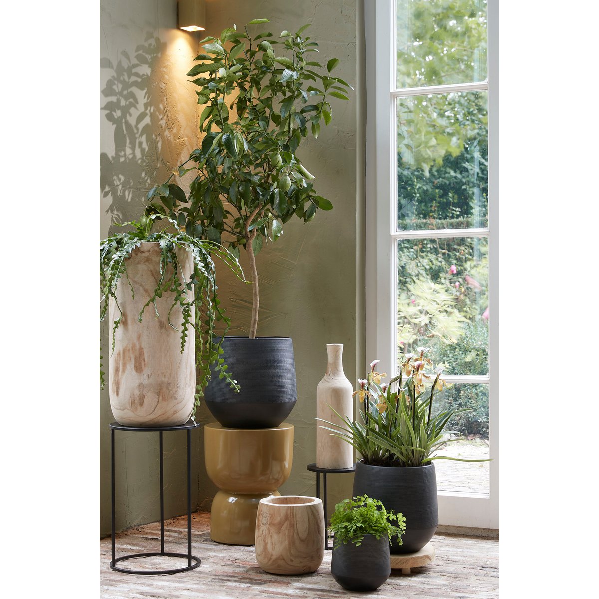 Stage Bijzettafel H45 x Ø35 cm Cement Geel
