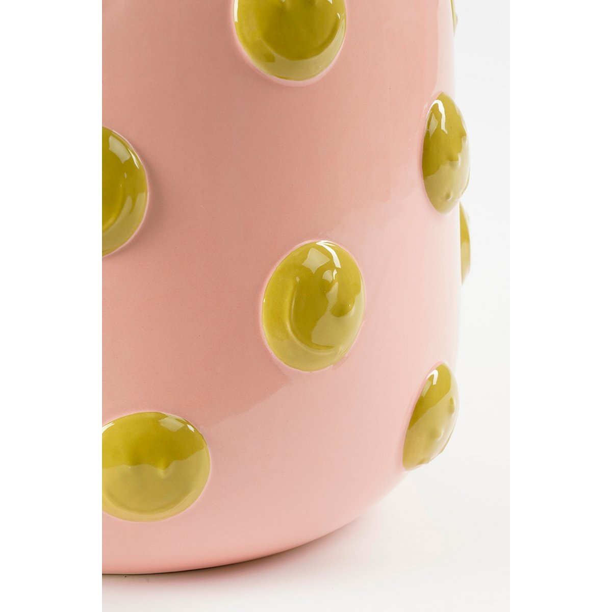 Smiley Vaas H28 x Ø29 cm Keramiek Lichtroze, Oker