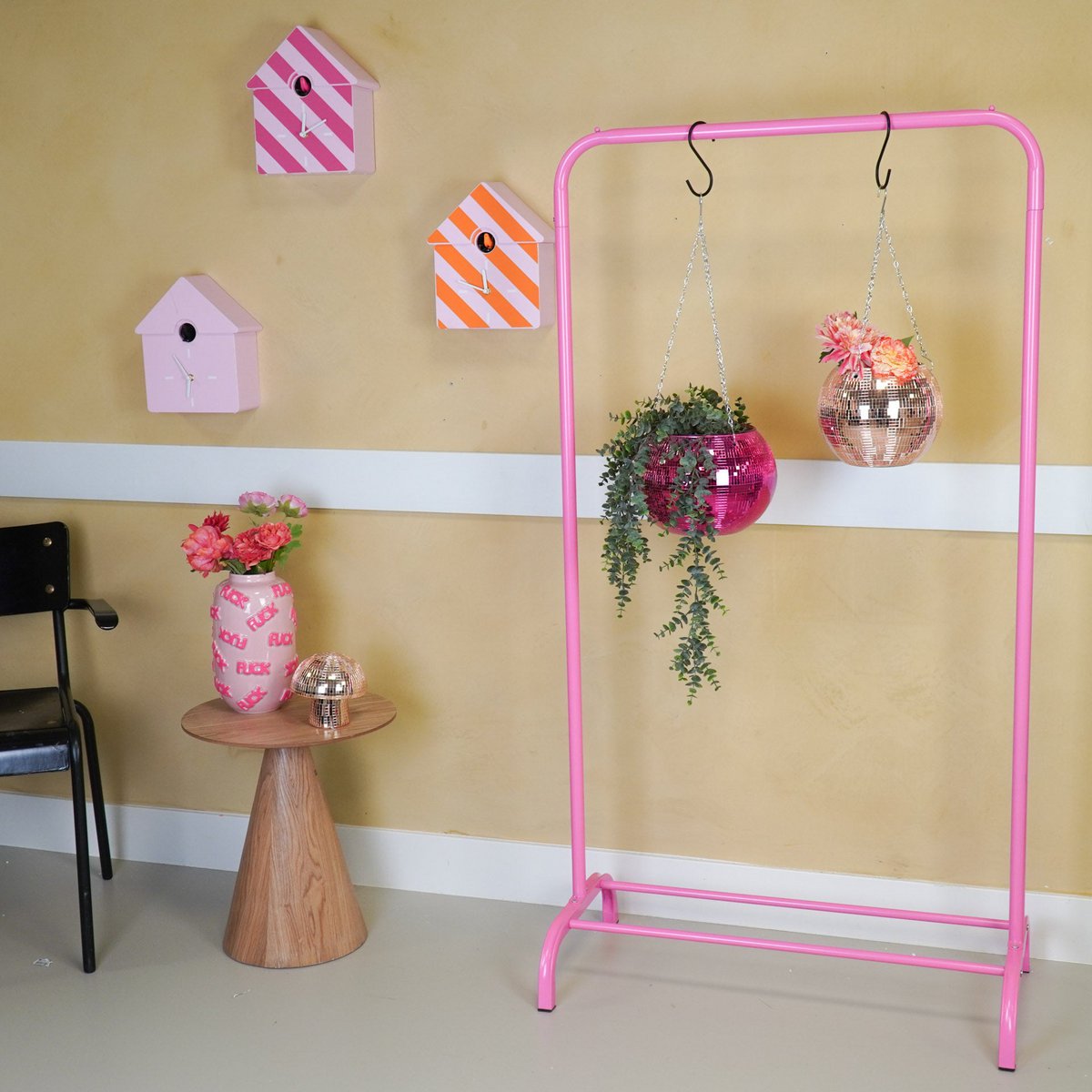 Kledingrek Metaal roze 80x40x150cm