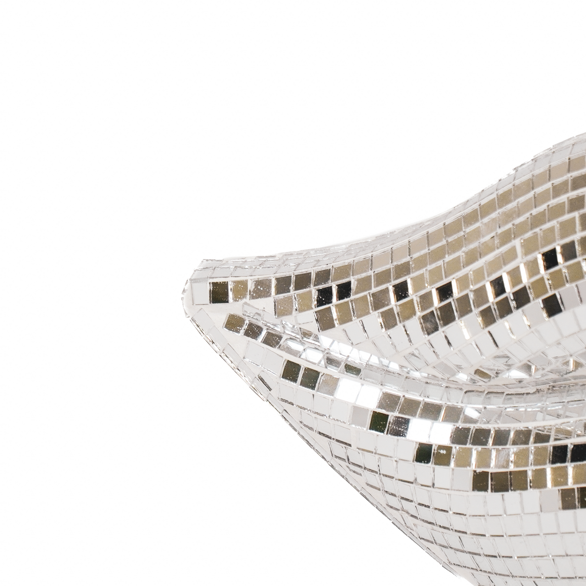 Ornament disco lippen glas zilver 29x10x13,5 cm