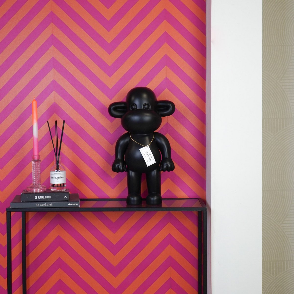 Ornament Aap 'de legende' polyresin zwart 33x21x50cm
