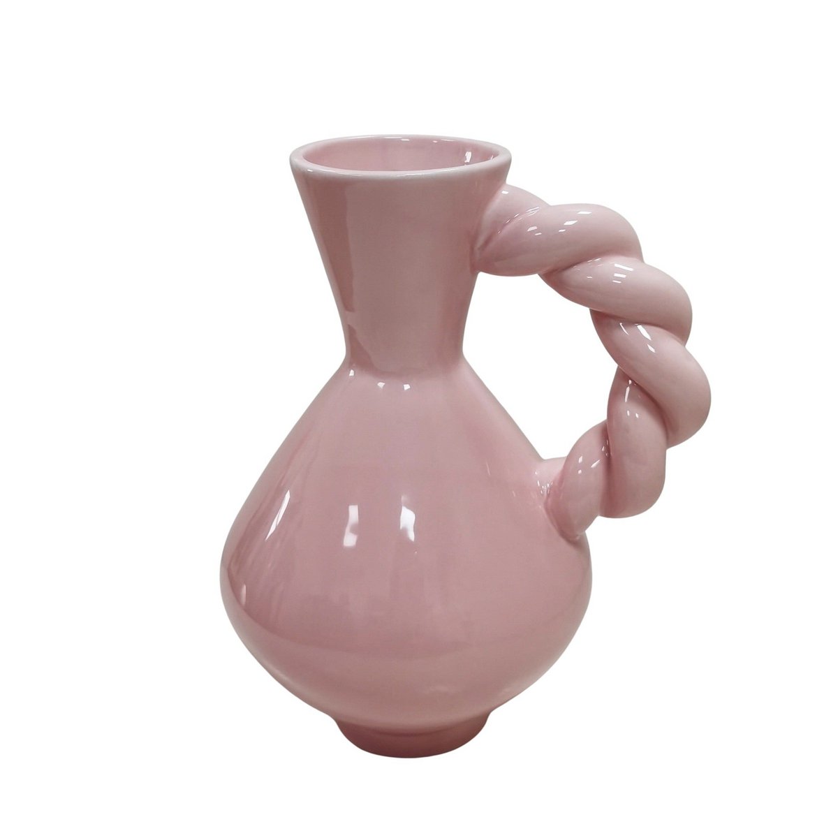 Vaas gedraaid handvat dolomiet roze 17,5x13.5x22cm