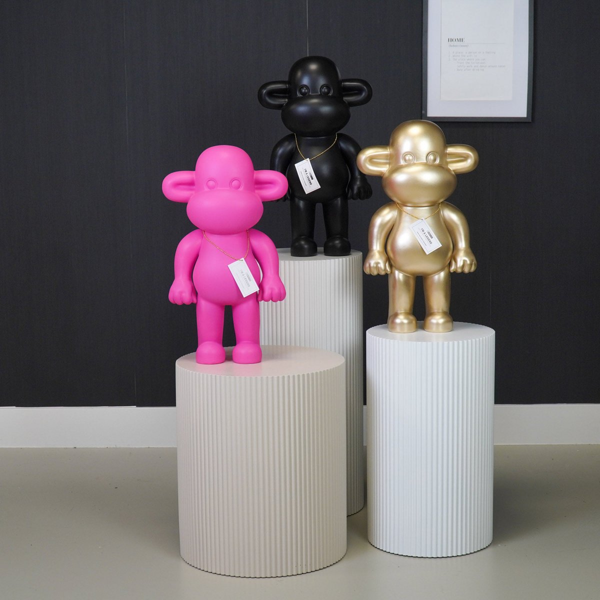 Ornament Aap 'de legende' polyresin zwart 33x21x50cm