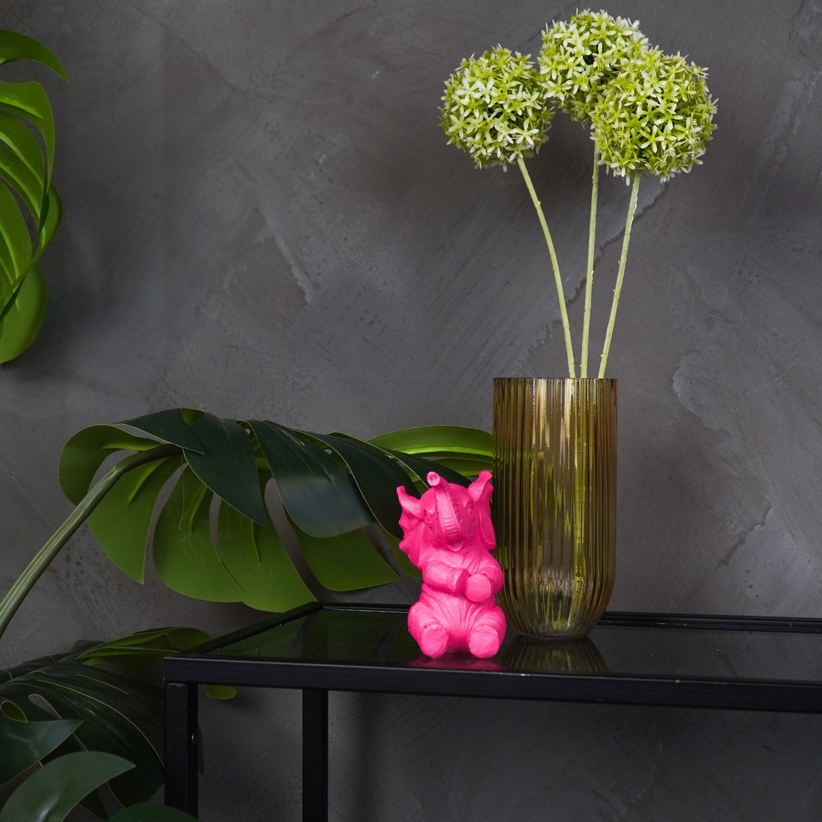 Ornament Olifant Polyresin Roze 7x7x11cm