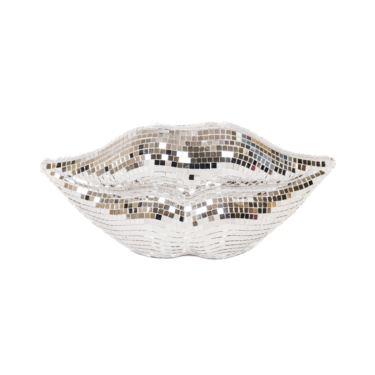 Ornament disco lippen glas zilver 29x10x13,5 cm