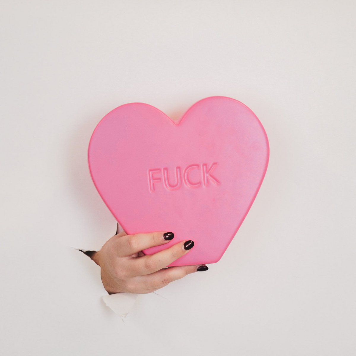 Ornament Candy Hart 'FUCK' Neon Roze 20x4x18,5cm