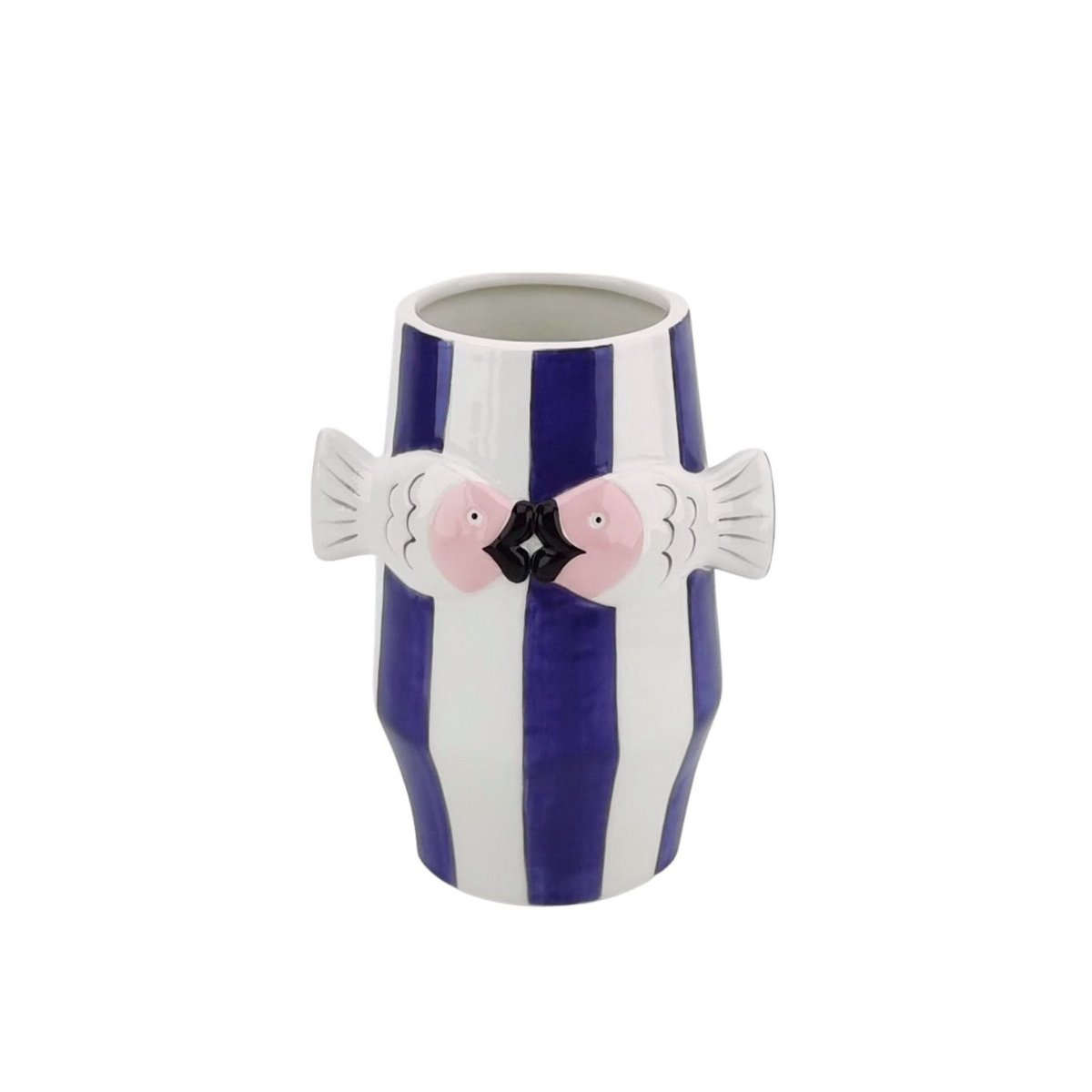 Vaas Vissen Blauw/Wit/Roze 14x11,5x18,5 cm