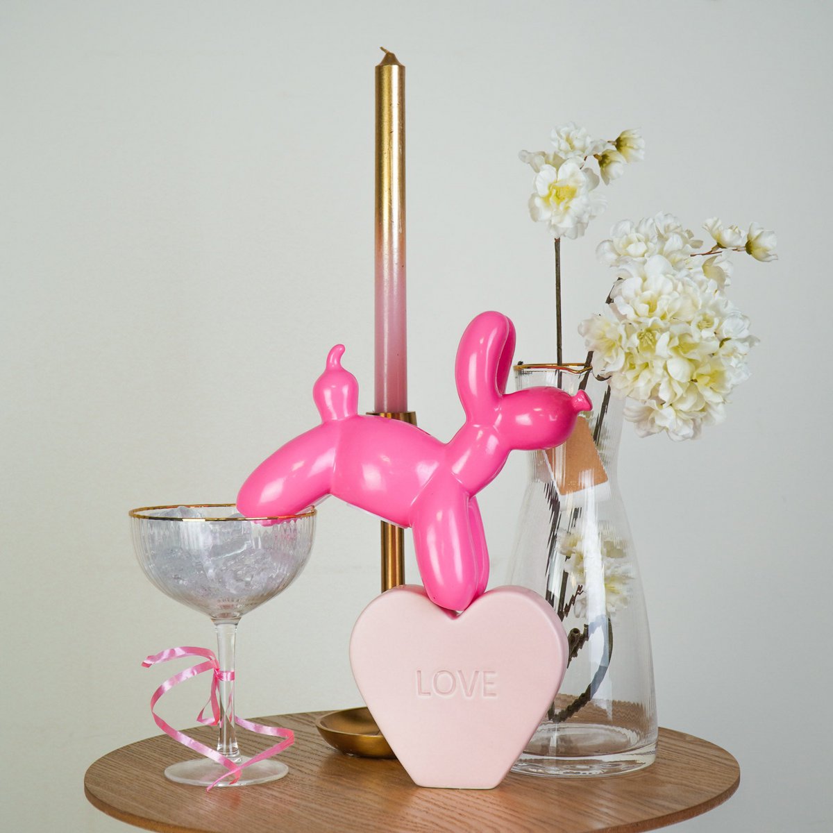 Ornament Spaarpot Ballon Hond Neon Roze 17x7x17cm