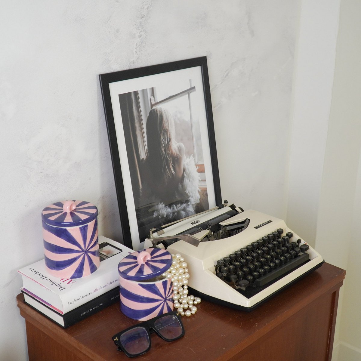 Decoratieve Pot Swirl Roze/Violet 11x11x14,5cm