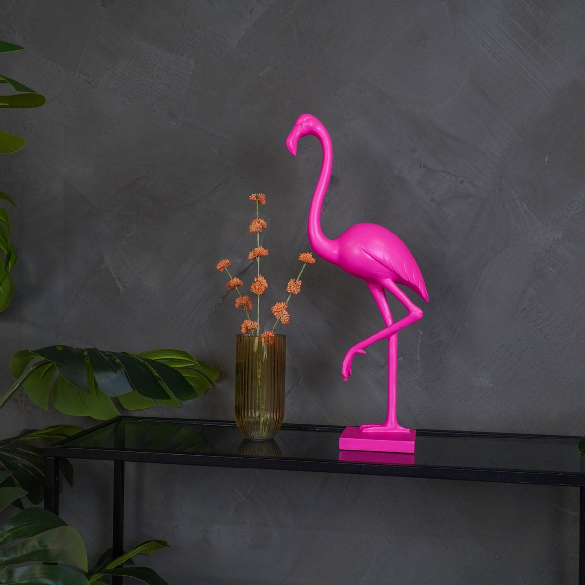 Ornament Flamingo Polyresin Roze 16,5x10x39cm