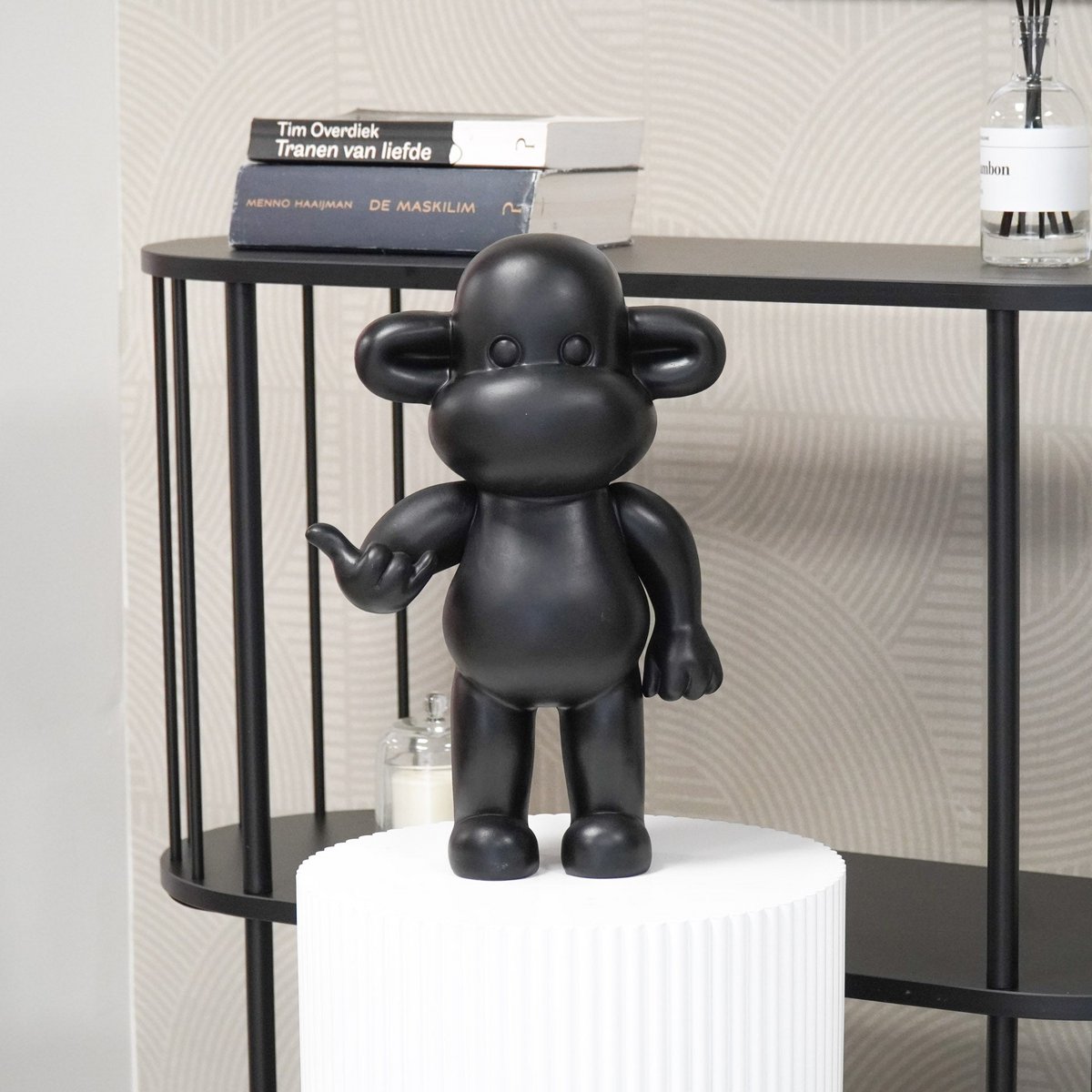 Ornament Aap 'de legende' polyresin zwart 33x21x50cm