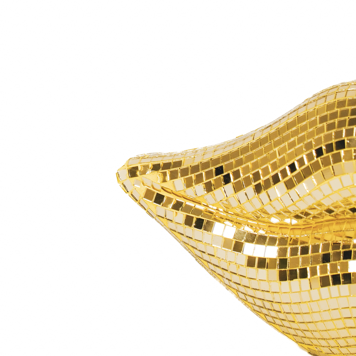 Ornament disco lippen glas goud 29x10x13,5 cm