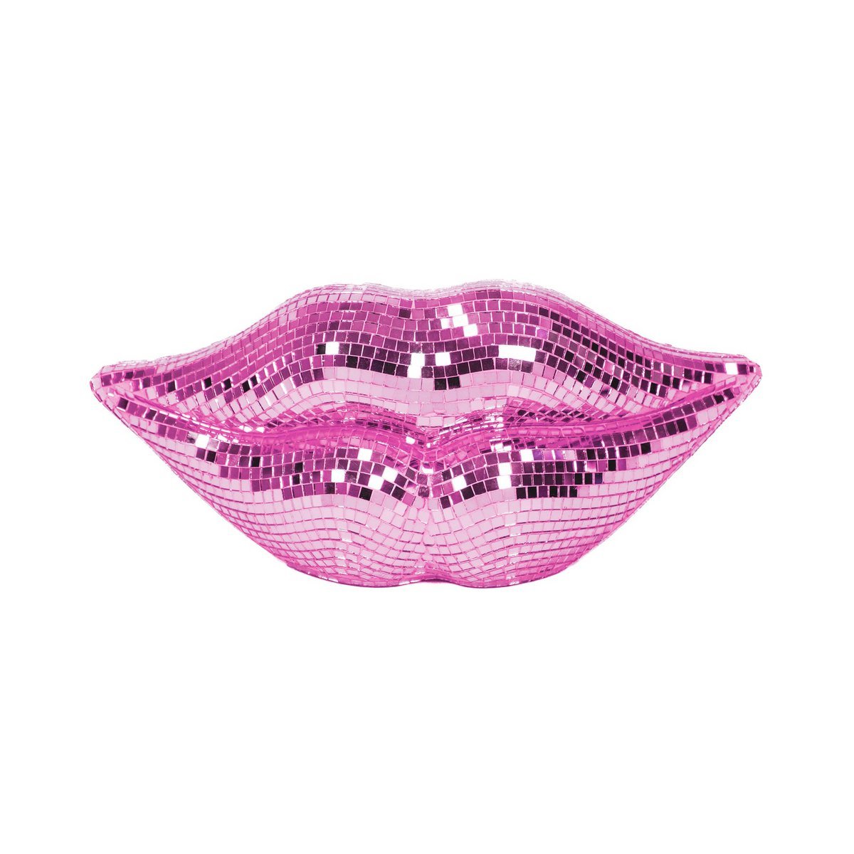 Ornament disco lips glas roze 29x10x13,5 cm
