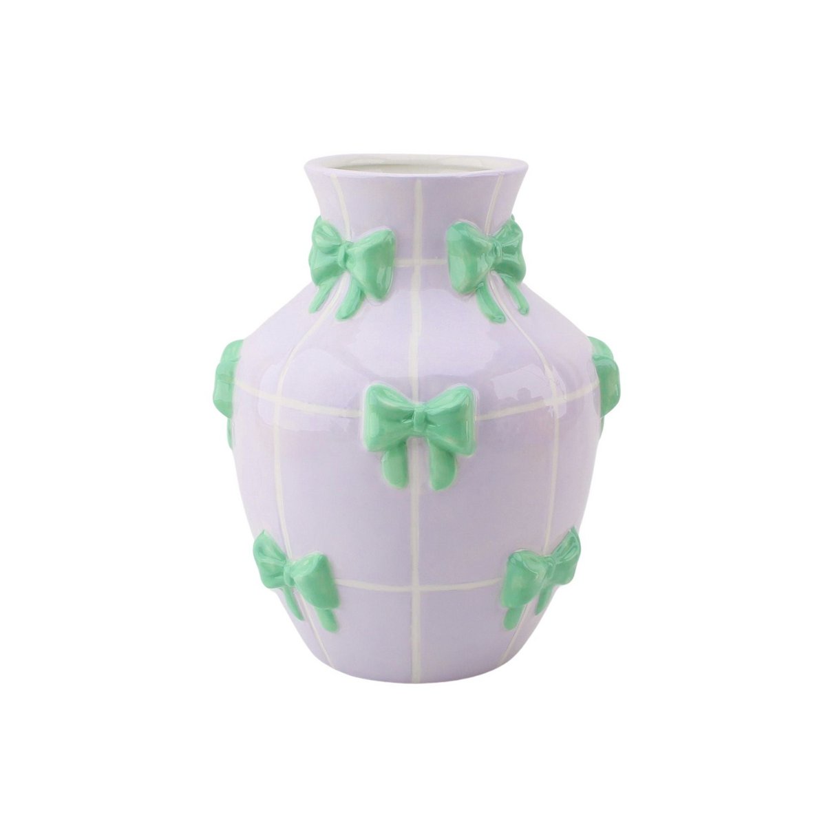 Bloemvaas met Strikjes Lila/Mint 14x14x19cm
