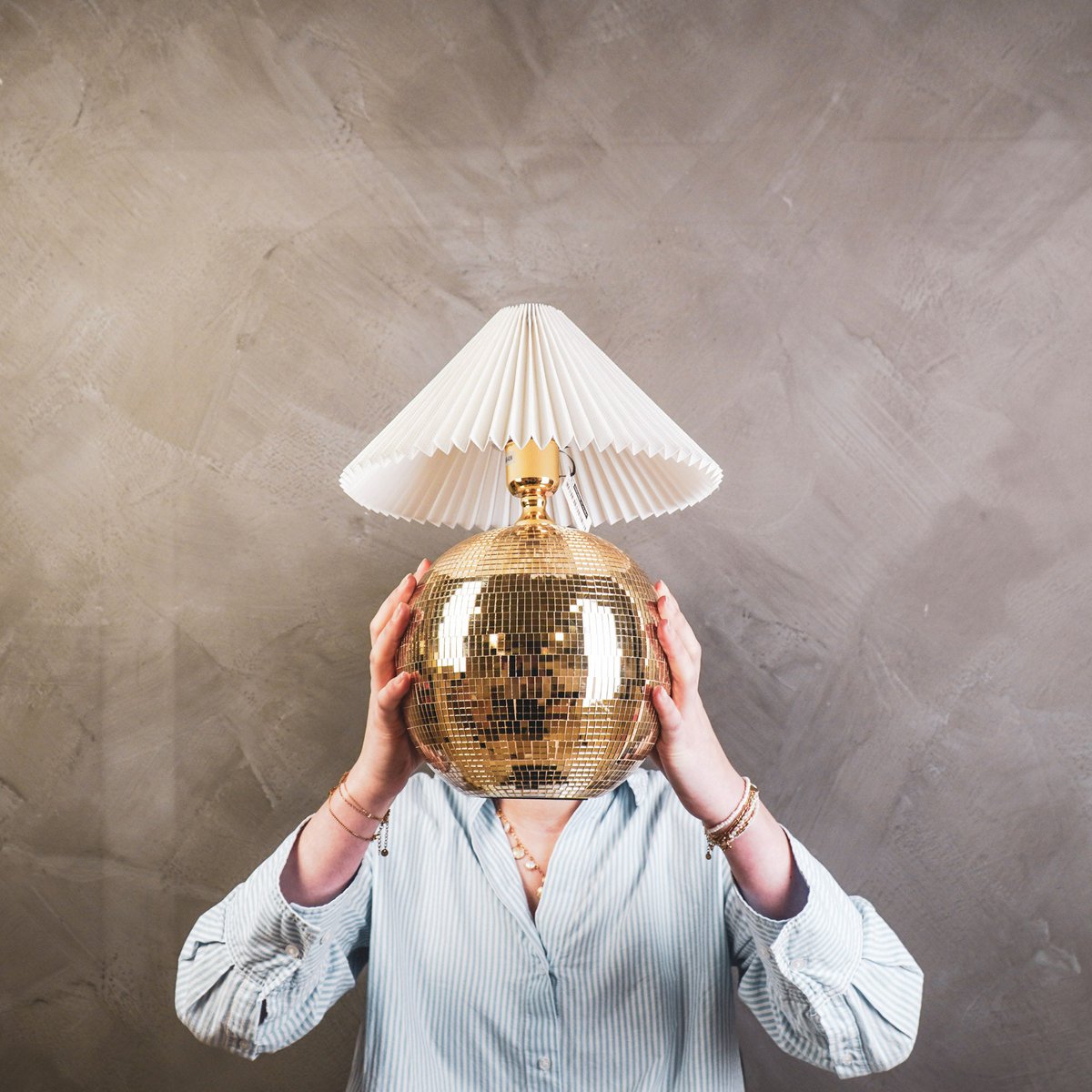 LAMP DISCO BALL GLAS GOLD 20x20X20CM