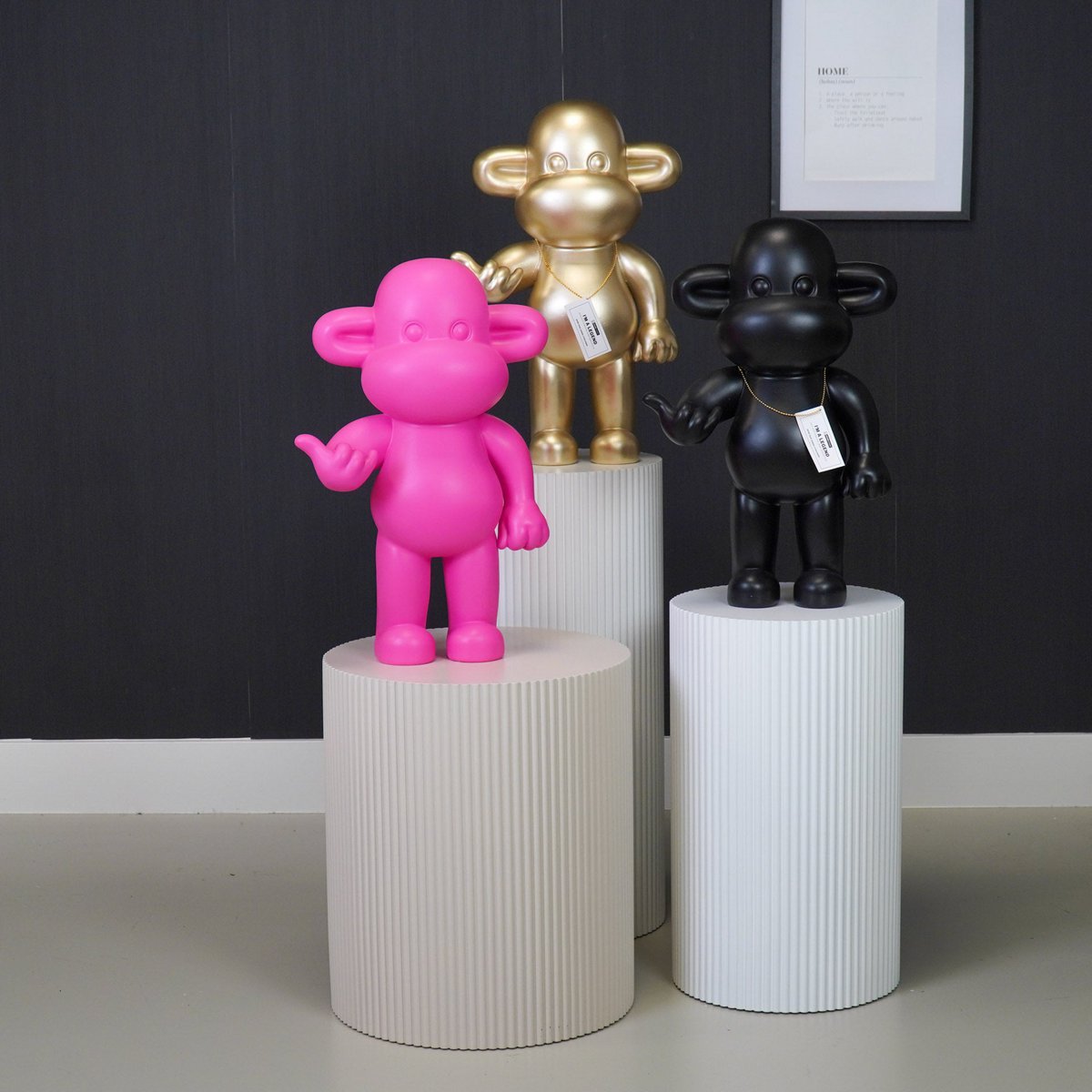 Ornament Aap 'de legende' polyresin zwart 33x21x50cm