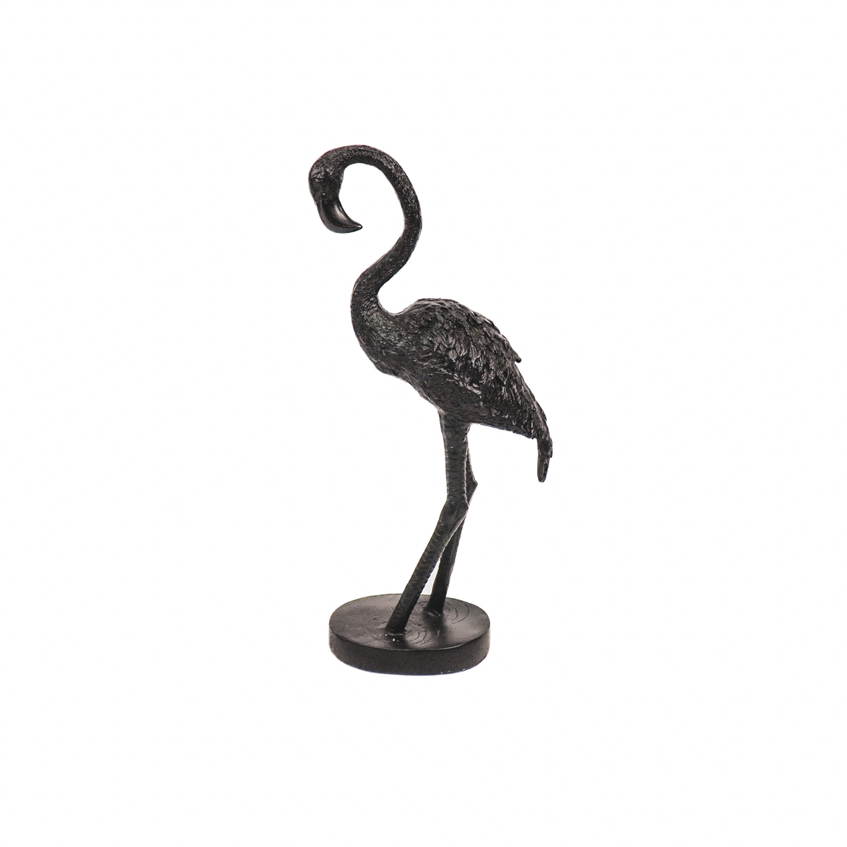 Ornament Flamingo Metaal Zwart 9x7,5x19,5cm