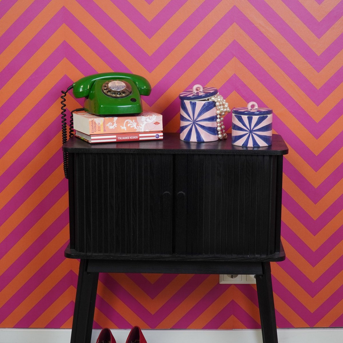 Decoratieve Pot Swirl Roze/Violet 11x11x14,5cm