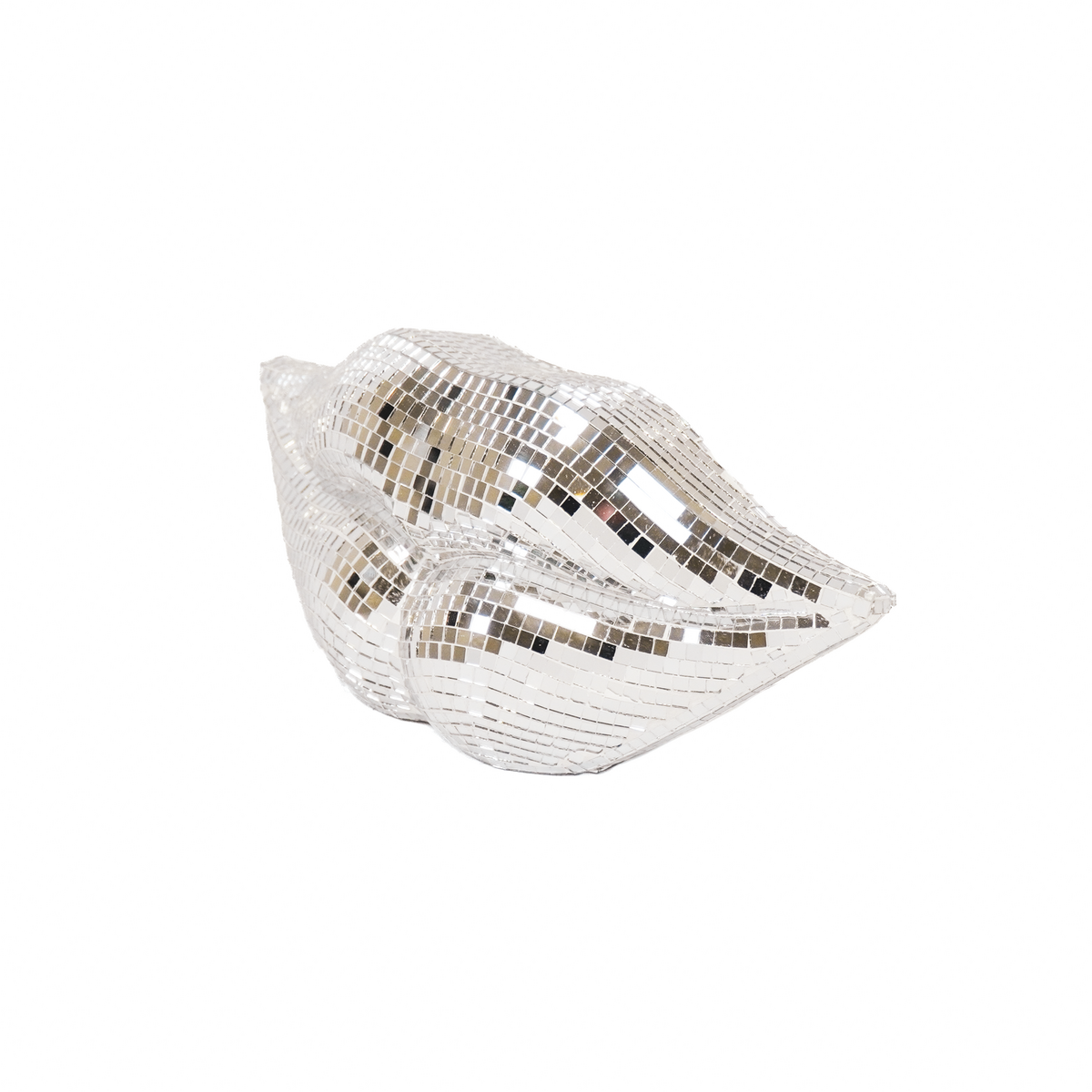 Ornament disco lippen glas zilver 29x10x13,5 cm