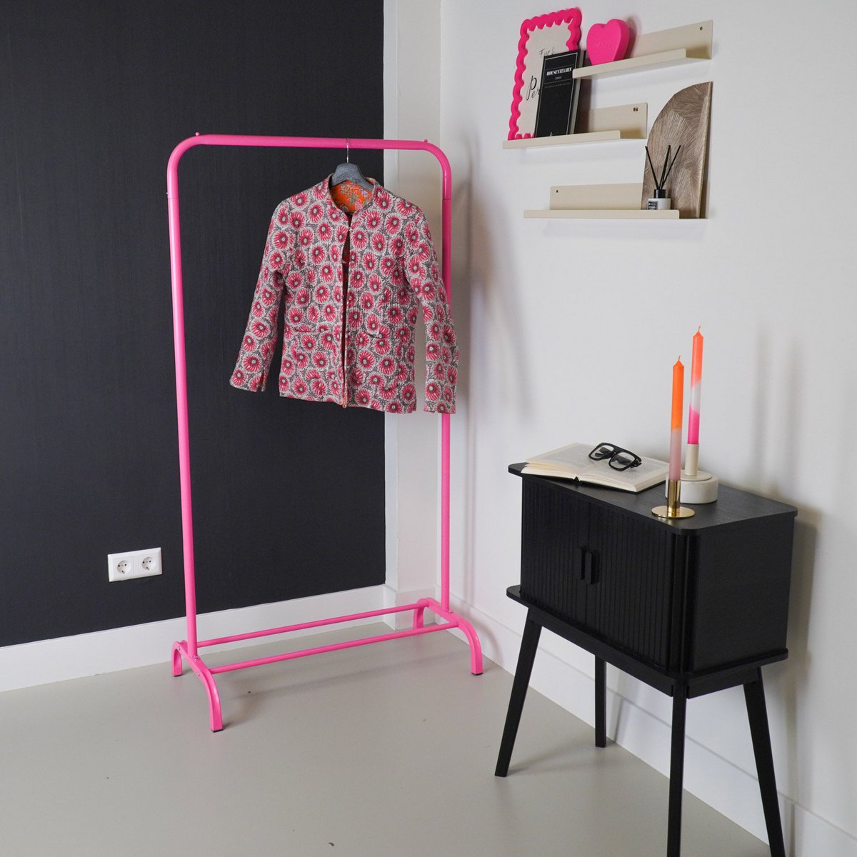 Kledingrek Metaal roze 80x40x150cm