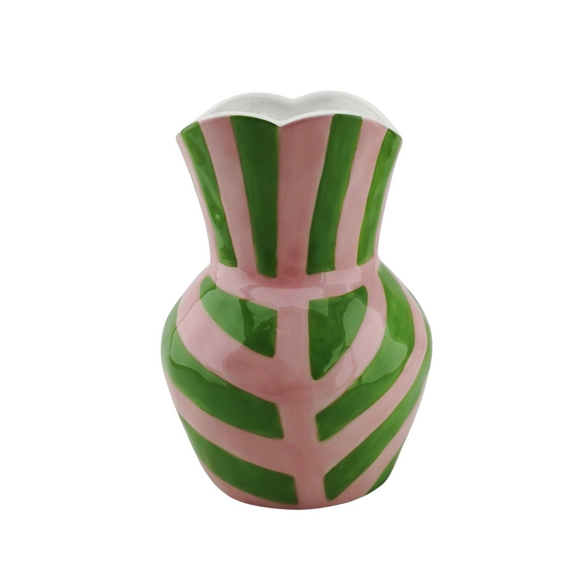 Vaas Gestreept groen/ roze 16x16x22cm