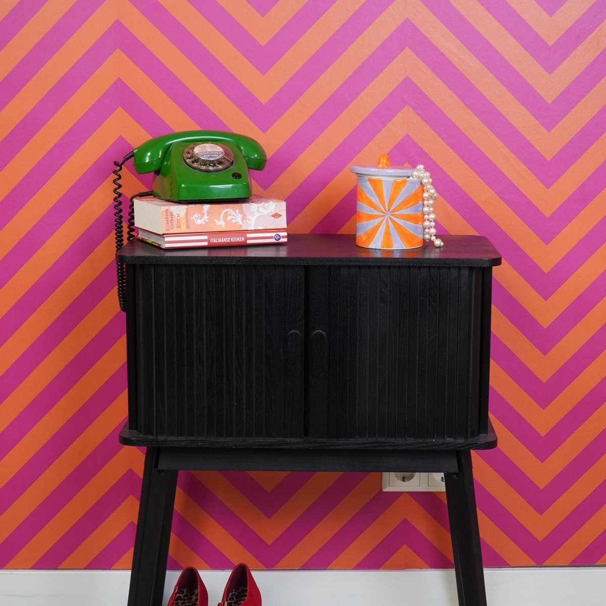 Decoratieve Pot Swirl Oranje/Lila 11x11x14,5cm