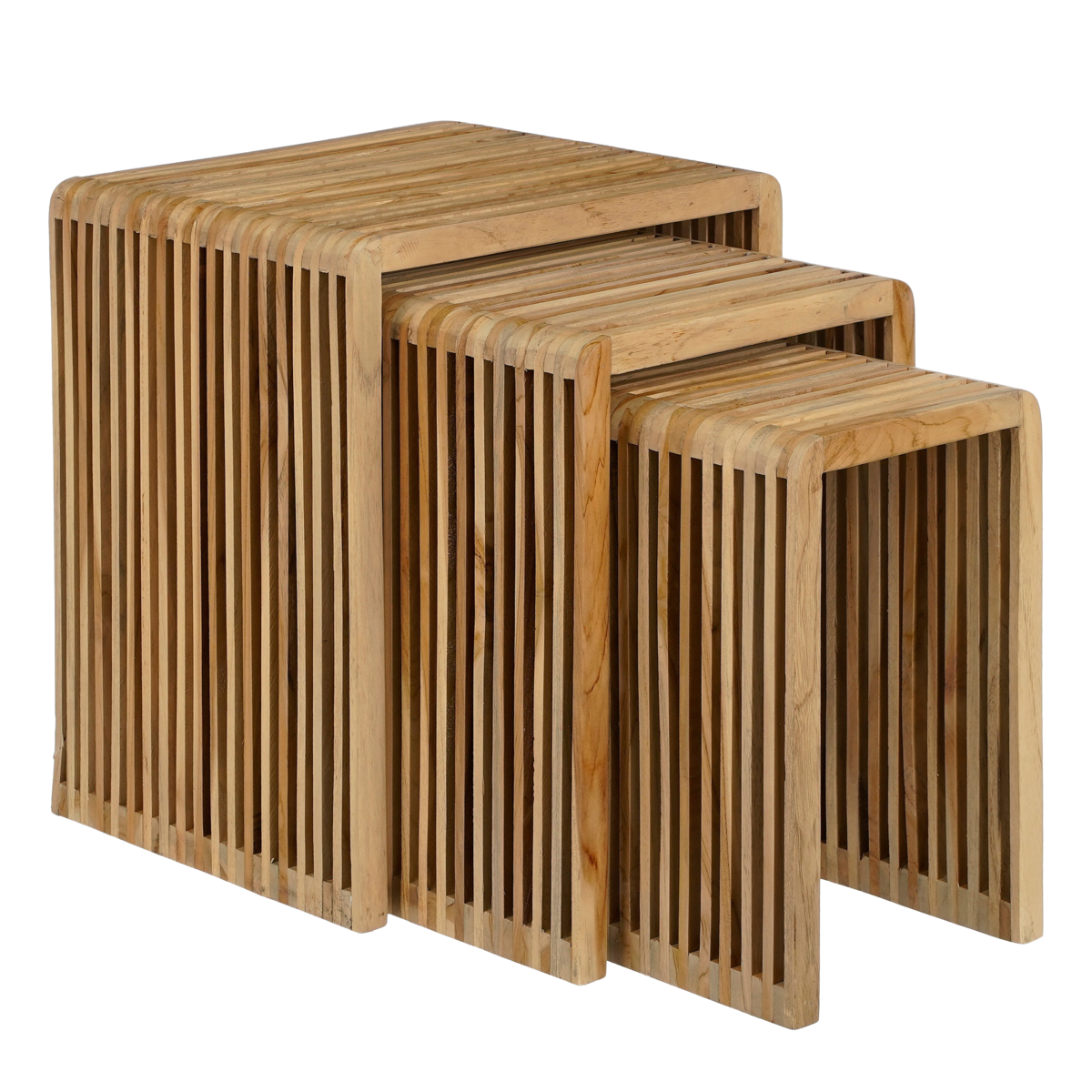Yonker Bijzettafel Set van 3 L44 x B34 x H50 cm Gerecycled Hout Bruin