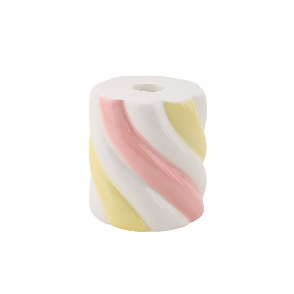 Kandelaar Marshmellow Geel/ Roze/ Wit 8,5x8,5x9cm